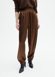 Track Pant in Silk Charmeuse - Moose - CO Collections